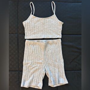 Grey shein 2 piece matching shorts set